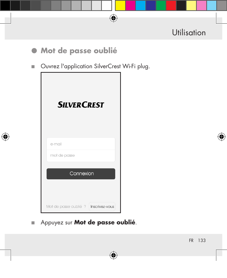 Utilisation, Mot de passe oublié | Silvercrest SWS-A1 User Manual | Page 133 / 190