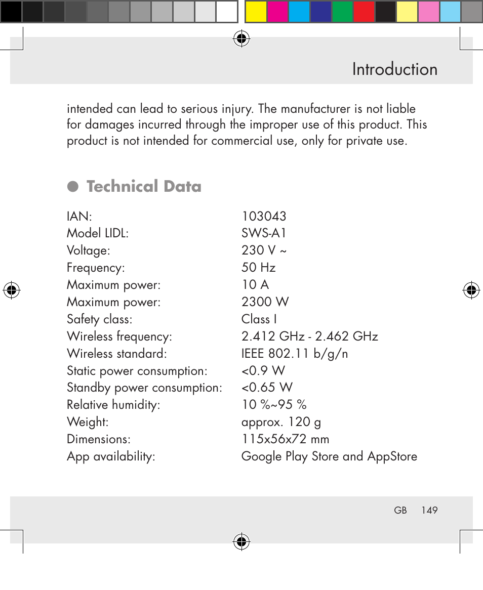 Introduction, Technical data | Silvercrest SWS-A1 User Manual | Page 149 / 190