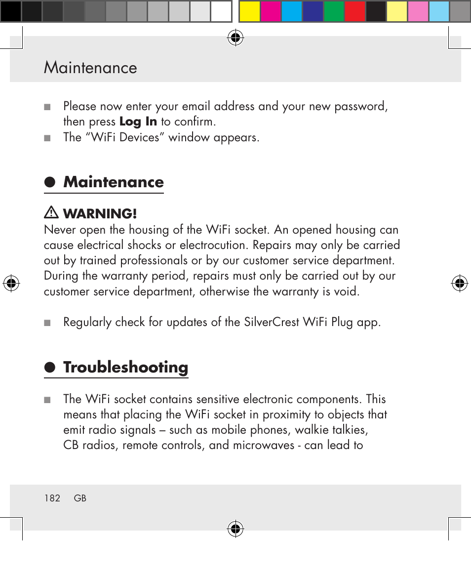 Maintenance, Troubleshooting | Silvercrest SWS-A1 User Manual | Page 182 / 190