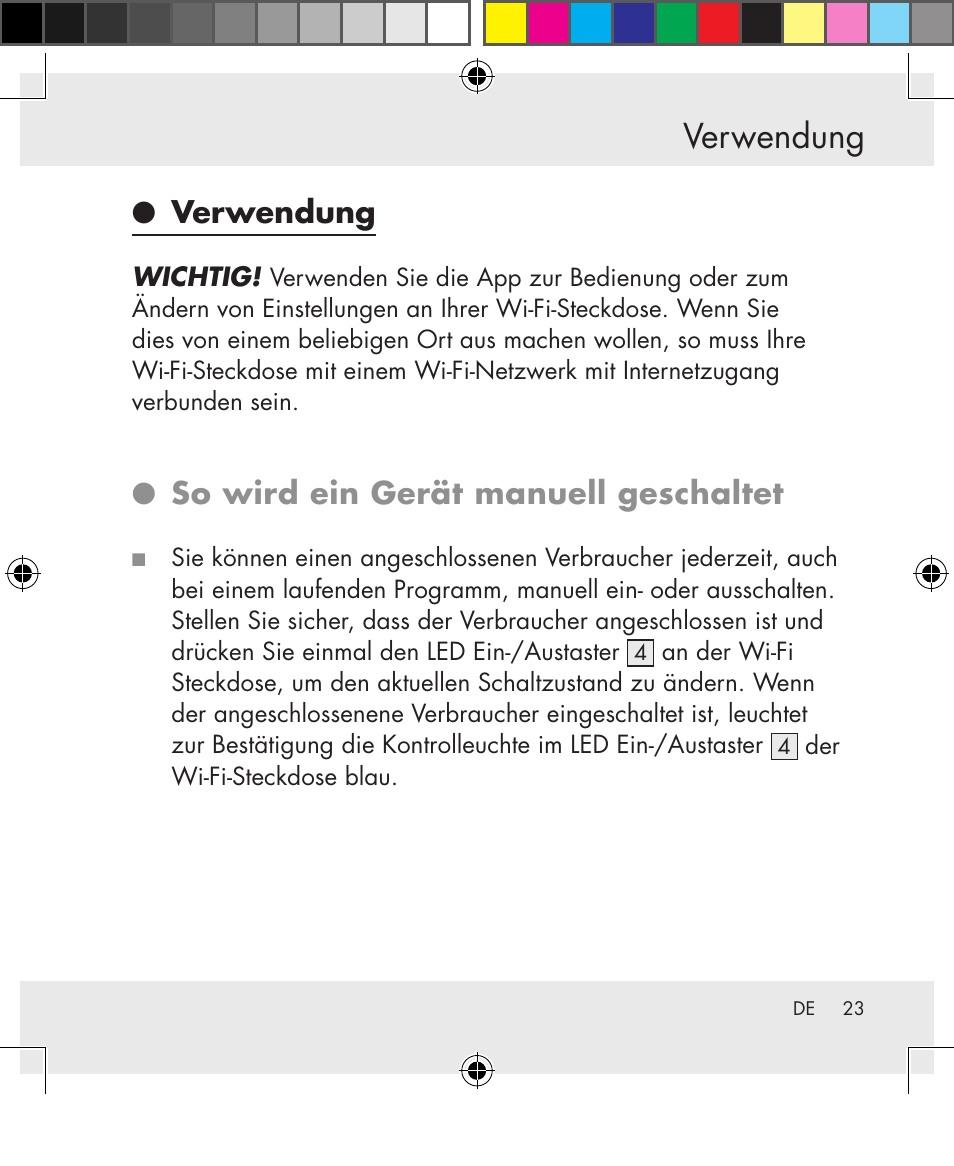 Verwendung, So wird ein gerät manuell geschaltet | Silvercrest SWS-A1 User Manual | Page 23 / 190