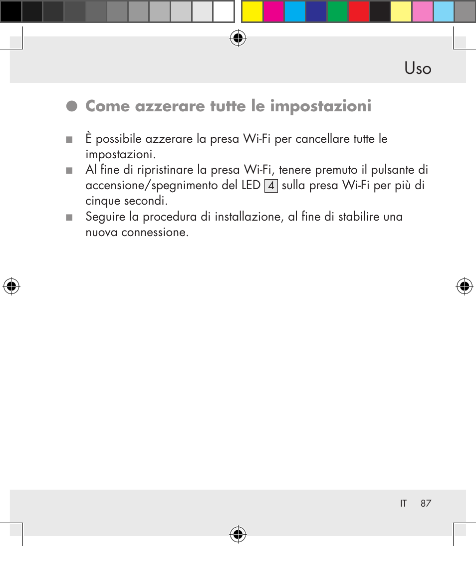 Come azzerare tutte le impostazioni | Silvercrest SWS-A1 User Manual | Page 87 / 190