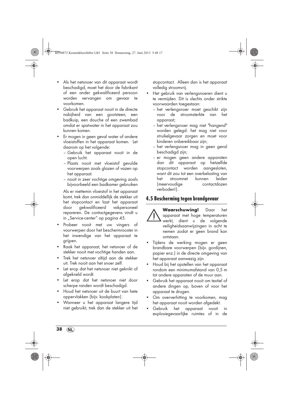 5 bescherming tegen brandgevaar | Silvercrest SKHD 1800 A1 User Manual | Page 40 / 58