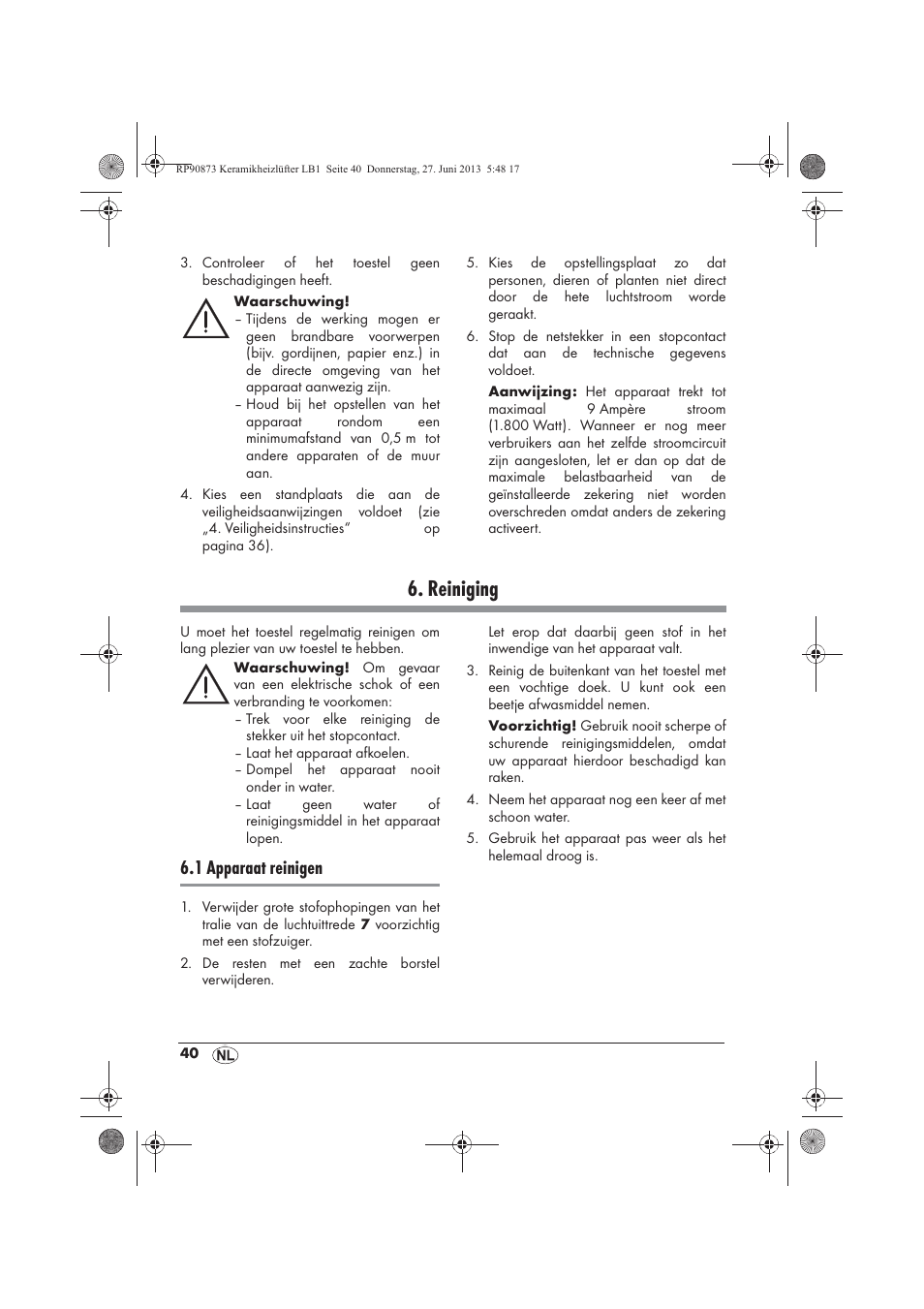 Reiniging, 1 apparaat reinigen | Silvercrest SKHD 1800 A1 User Manual | Page 42 / 58