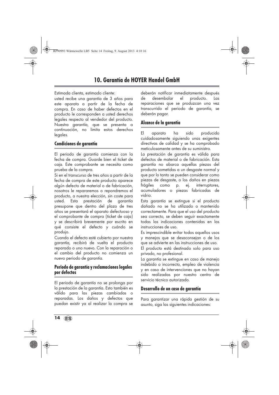 Garantía de hoyer handel gmbh | Silvercrest SWW 1500 B2 User Manual | Page 16 / 70