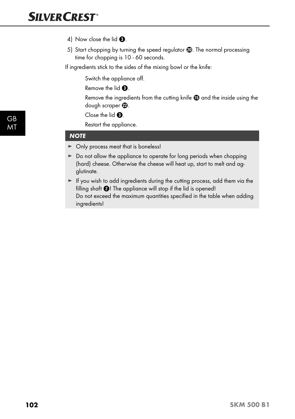 Gb mt | Silvercrest SKM 500 B1 User Manual | Page 105 / 154