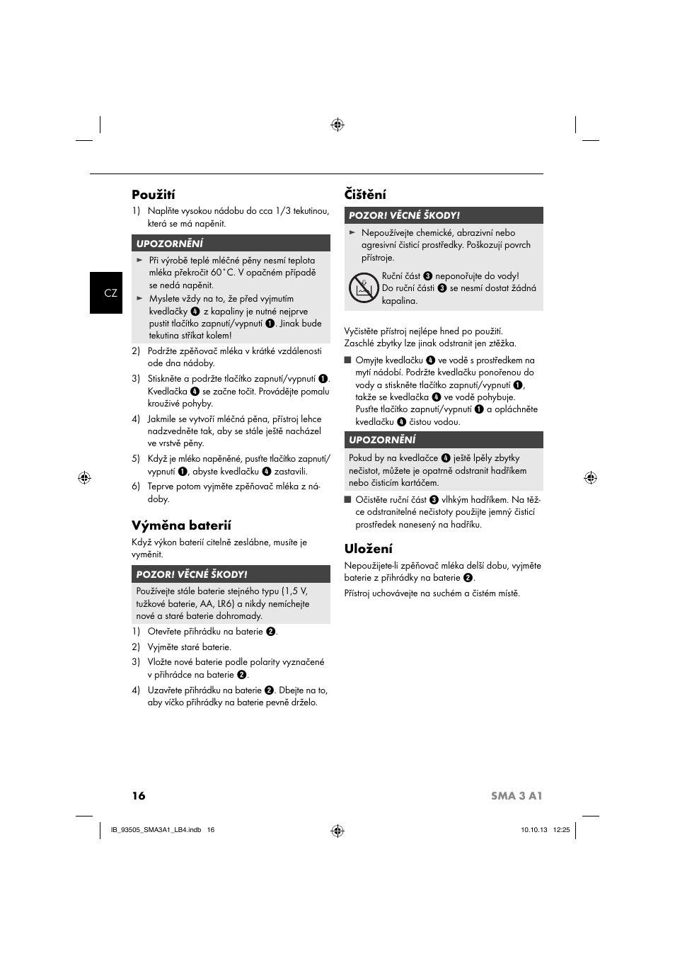 Použití, Výměna baterií, Čištění | Uložení | Silvercrest SMA 3 A1 User Manual | Page 19 / 34