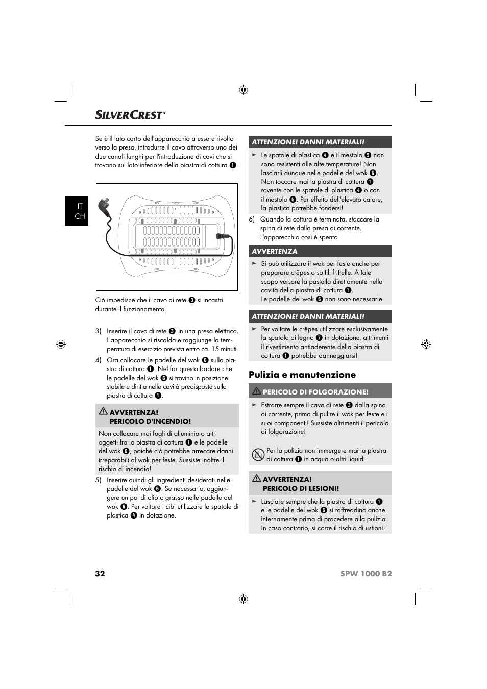 Pulizia e manutenzione | Silvercrest SPW 1000 B2 User Manual | Page 35 / 52