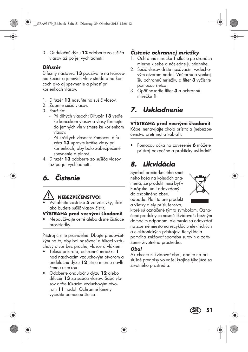 istenie, Uskladnenie, Likvidácia | Silvercrest SHTR 2200 B1 User Manual | Page 53 / 66