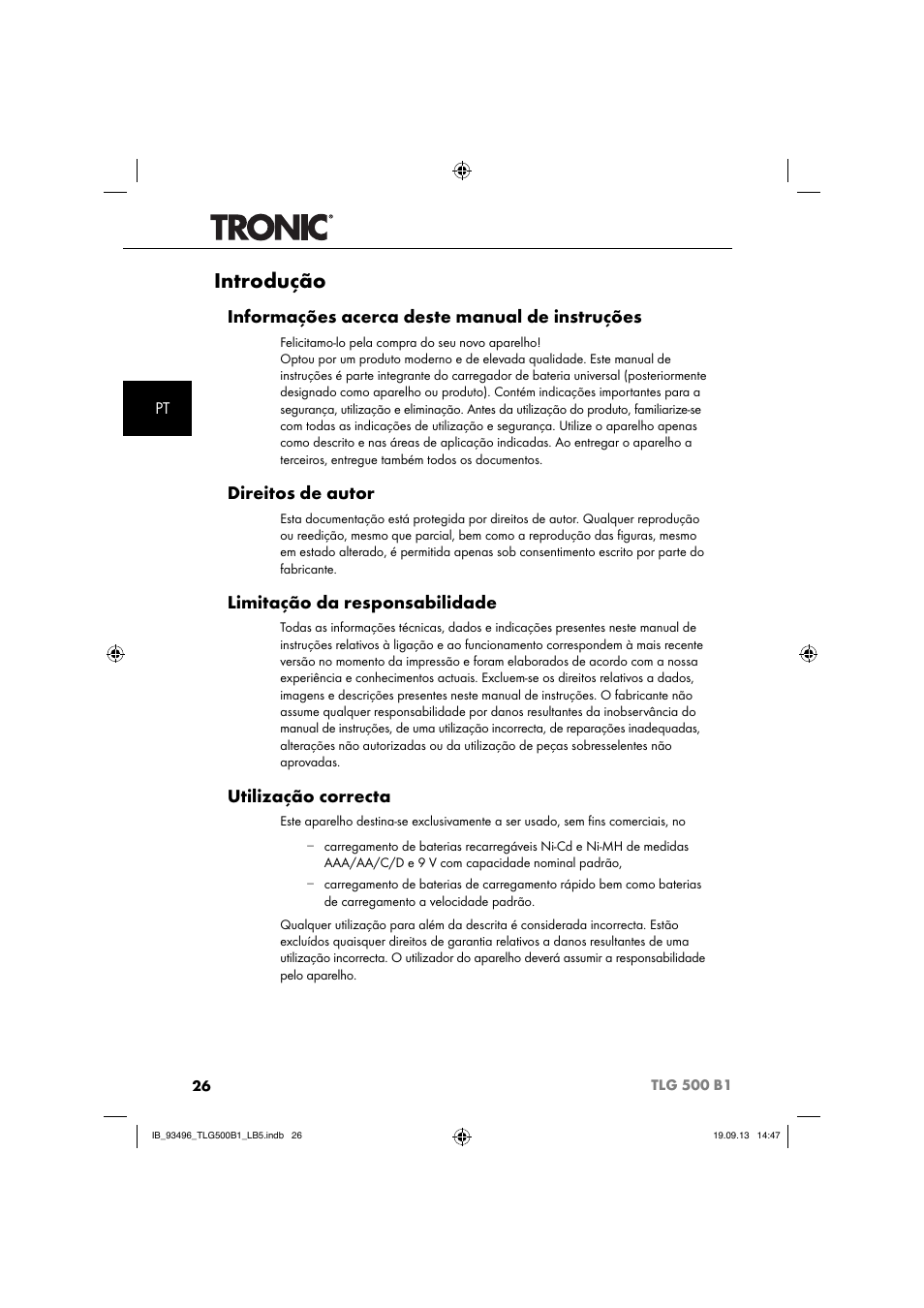 Introdução, Informações acerca deste manual de instruções, Direitos de autor | Limitação da responsabilidade, Utilização correcta | Silvercrest TLG 500 B1 User Manual | Page 29 / 63