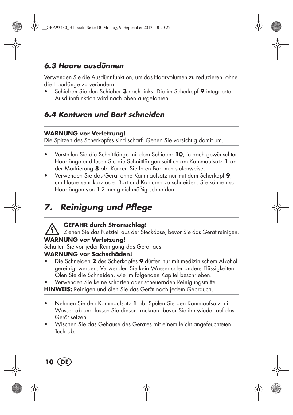 Reinigung und pflege | Silvercrest SHBS 500 B1 User Manual | Page 12 / 76