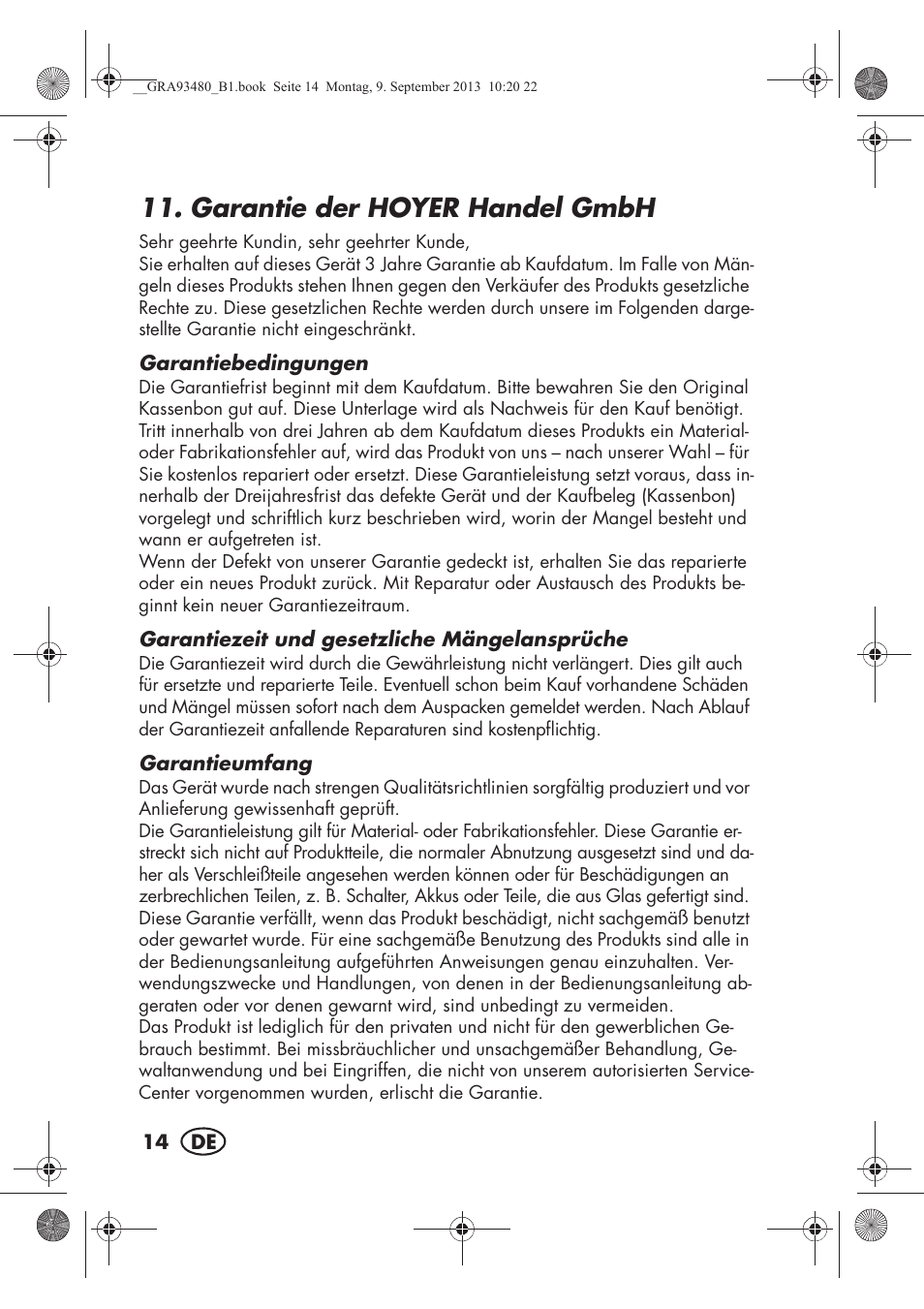 Garantie der hoyerhandel gmbh | Silvercrest SHBS 500 B1 User Manual | Page 16 / 76