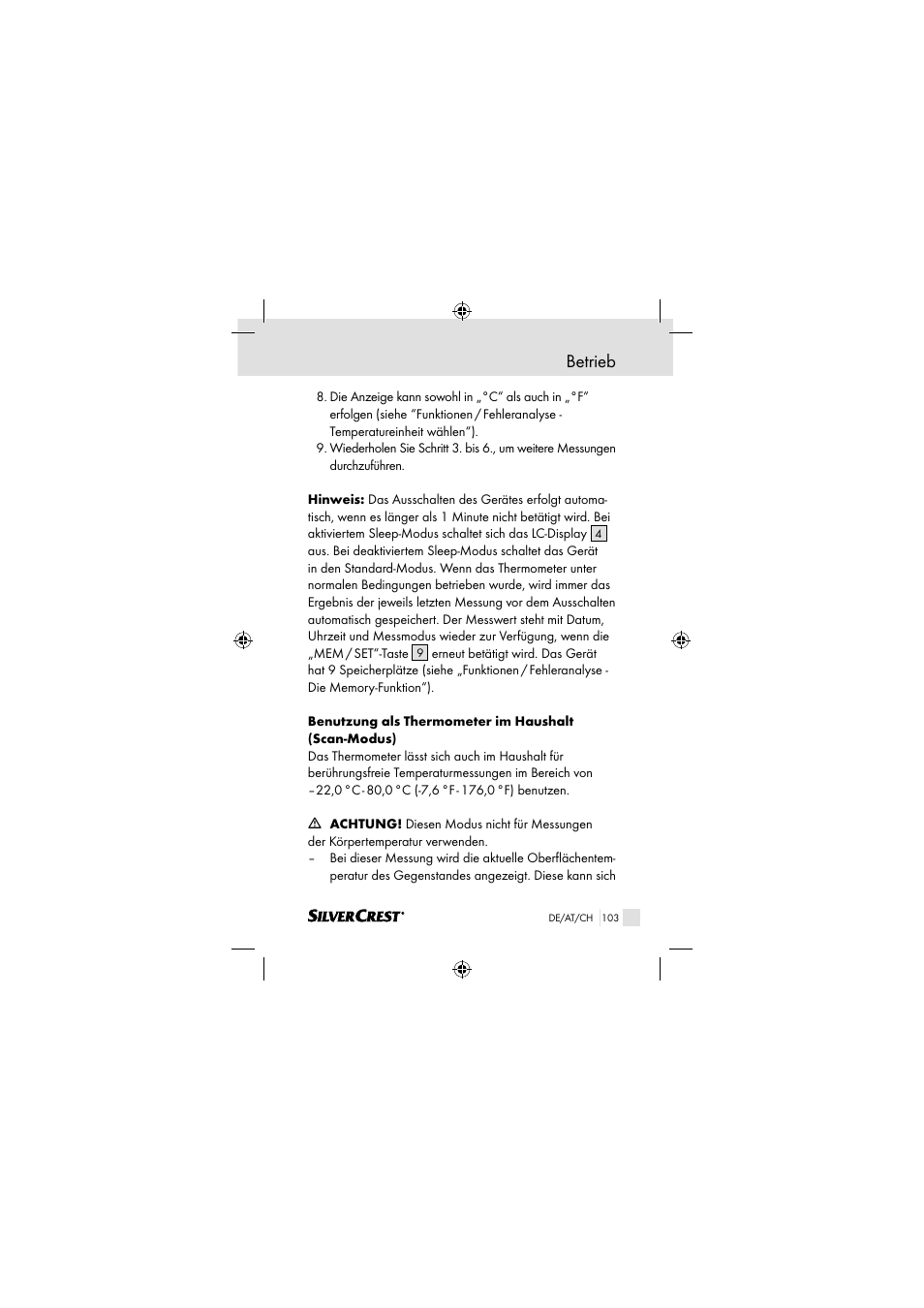 Betrieb | Silvercrest SSOT 6 B2 User Manual | Page 103 / 117