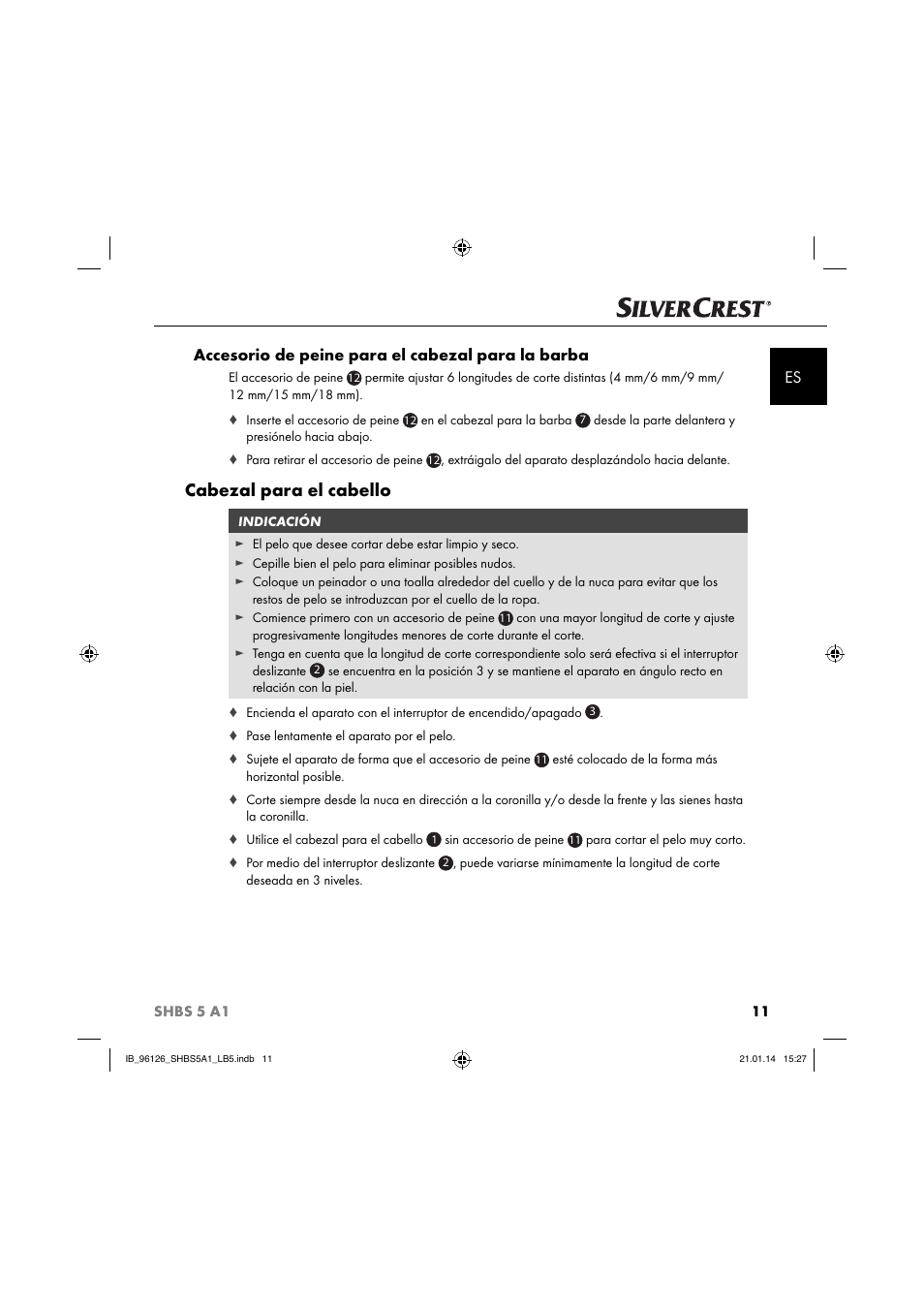 Cabezal para el cabello | Silvercrest SHBS 5 A1 User Manual | Page 14 / 94