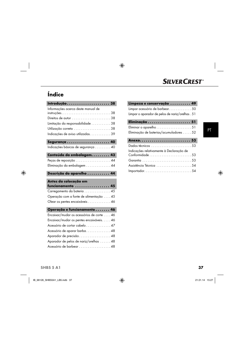 Índice | Silvercrest SHBS 5 A1 User Manual | Page 40 / 94