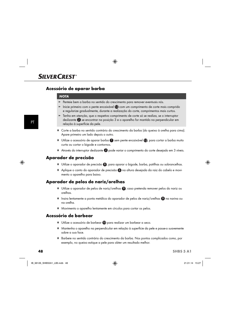Acessório de aparar barba, Aparador de precisão, Aparador de pelos de nariz/orelhas | Acessório de barbear | Silvercrest SHBS 5 A1 User Manual | Page 51 / 94