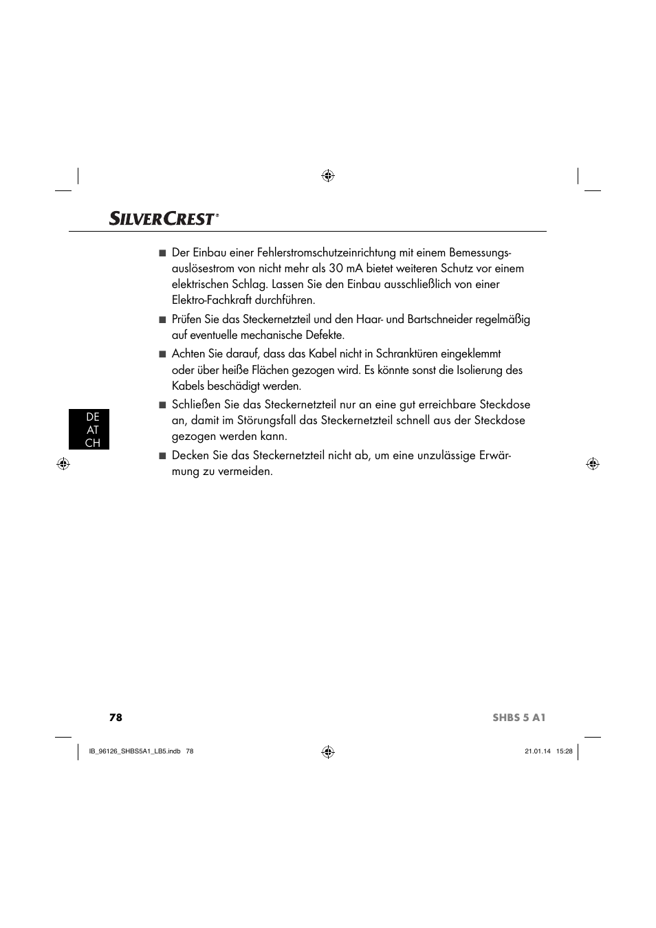 De at ch | Silvercrest SHBS 5 A1 User Manual | Page 81 / 94