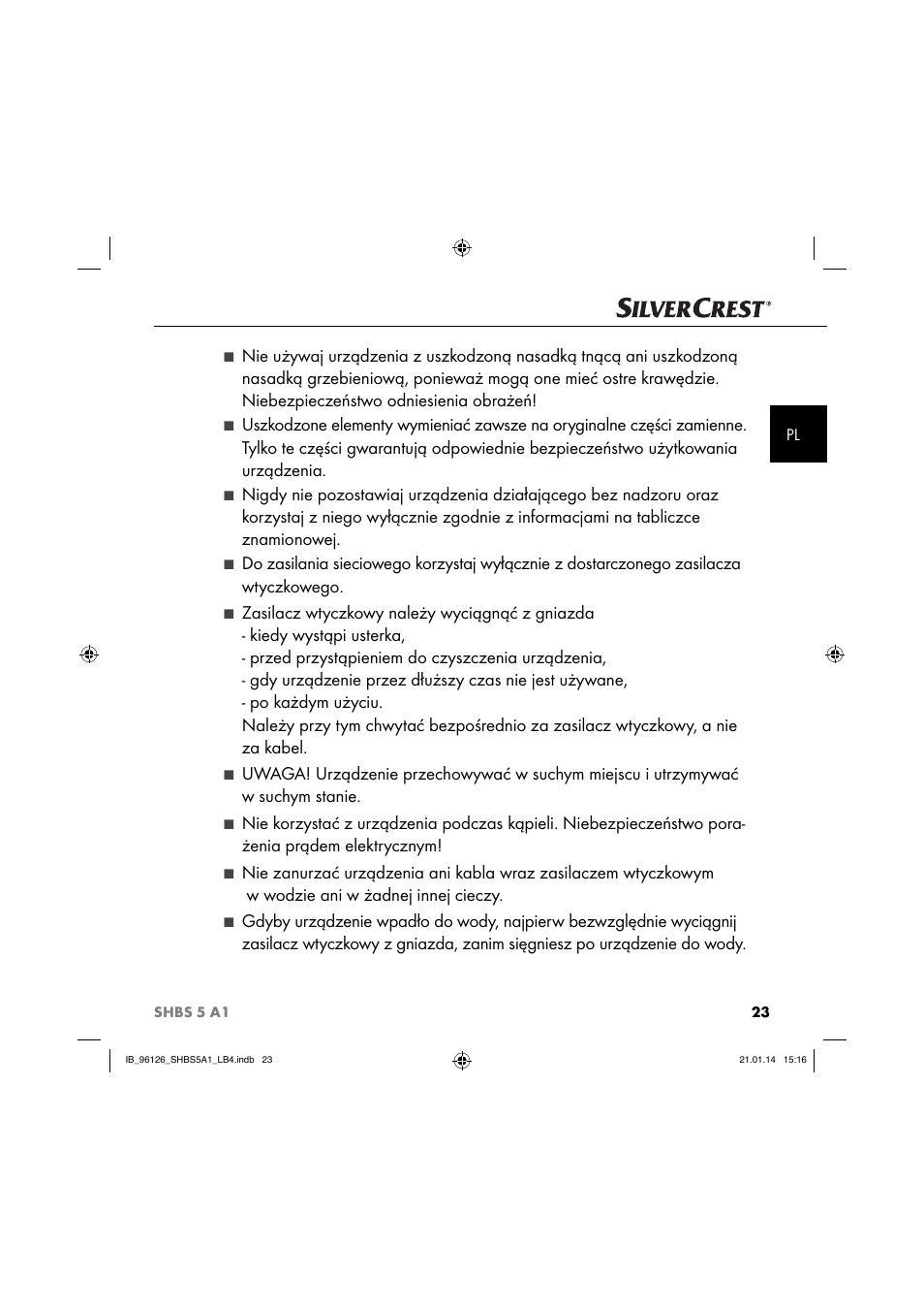 Silvercrest SHBS 5 A1 User Manual | Page 26 / 130