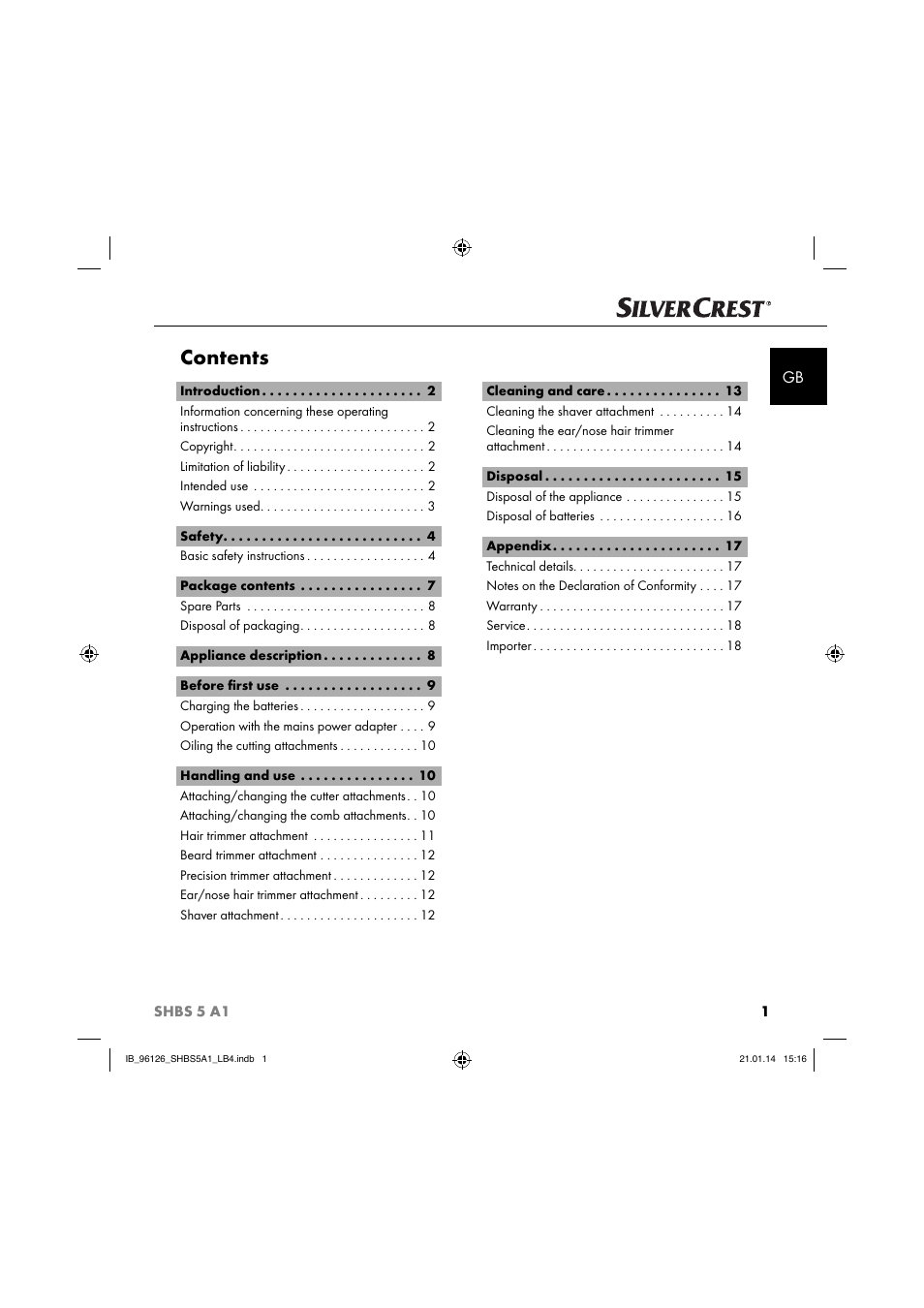 Silvercrest SHBS 5 A1 User Manual | Page 4 / 130
