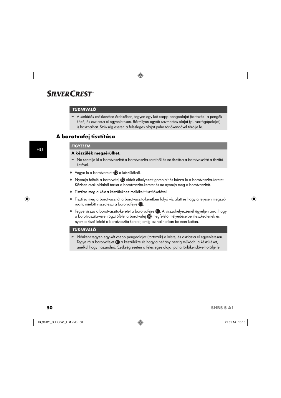A borotvafej tisztítása | Silvercrest SHBS 5 A1 User Manual | Page 53 / 130