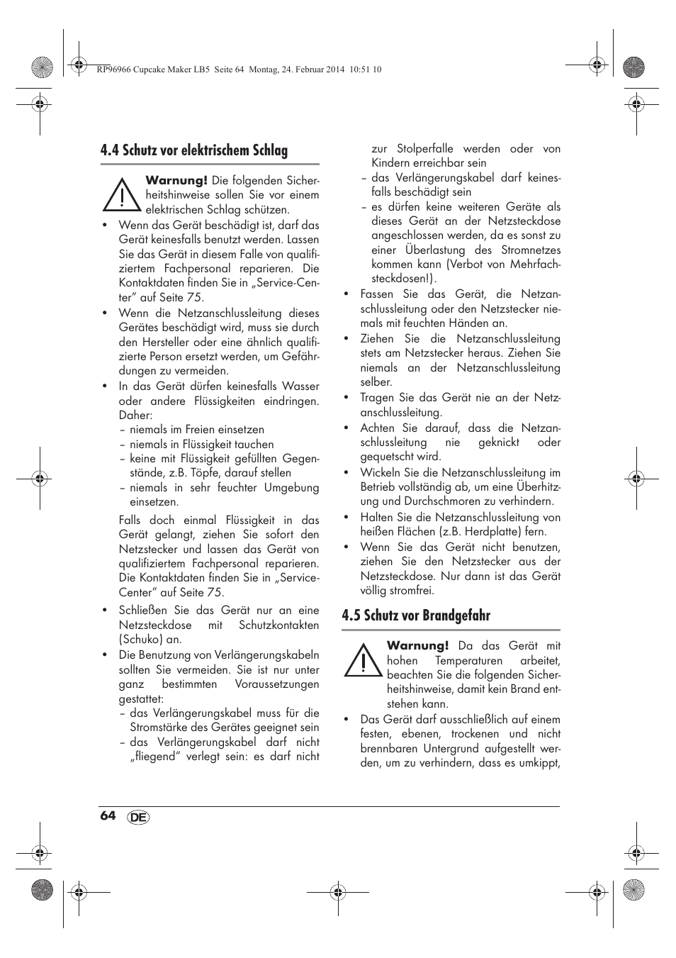 4 schutz vor elektrischem schlag, 5 schutz vor brandgefahr | Silvercrest SCCM 800 A1 User Manual | Page 66 / 78