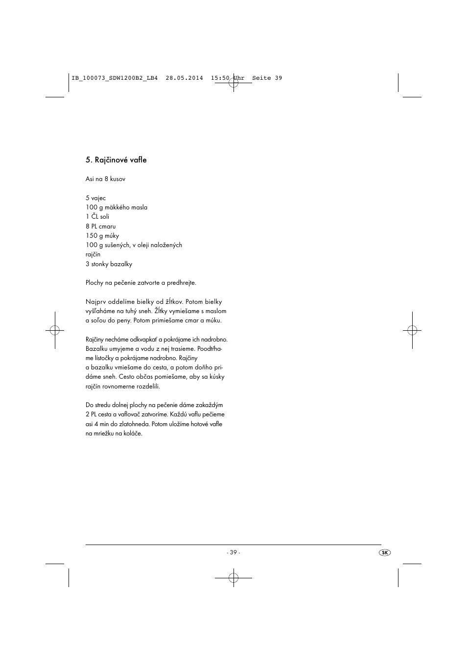 Rajčinové vafle | Silvercrest SDW 1200 B2 User Manual | Page 42 / 53