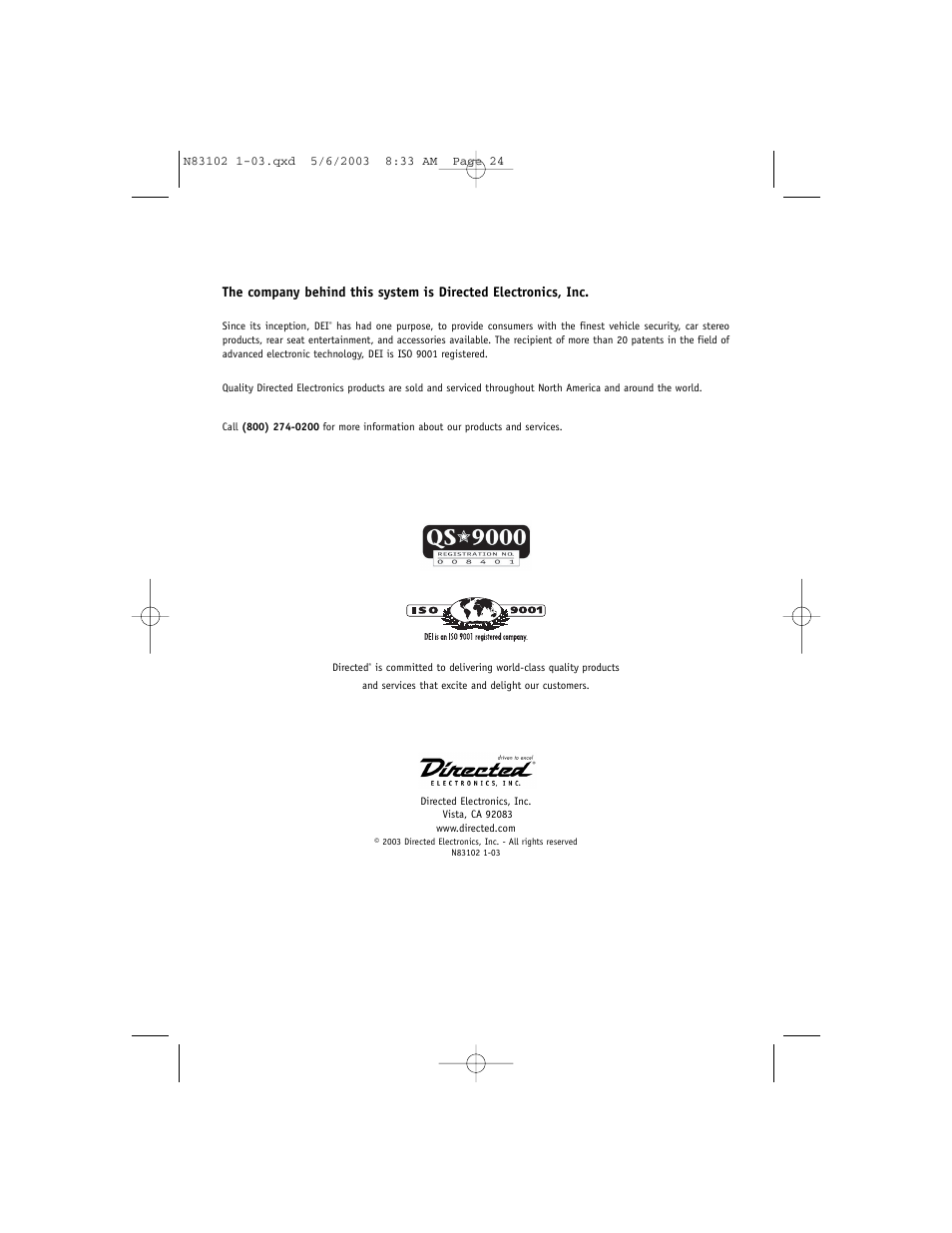 Directed Video DV1700 User Manual | Page 24 / 24