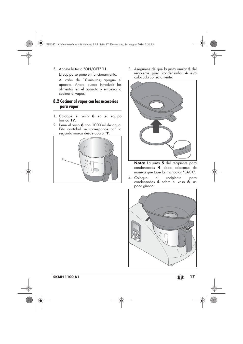 2 cocinar al vapor con los accesorios para vapor | Silvercrest SKMH 1100 A1 User Manual | Page 19 / 130