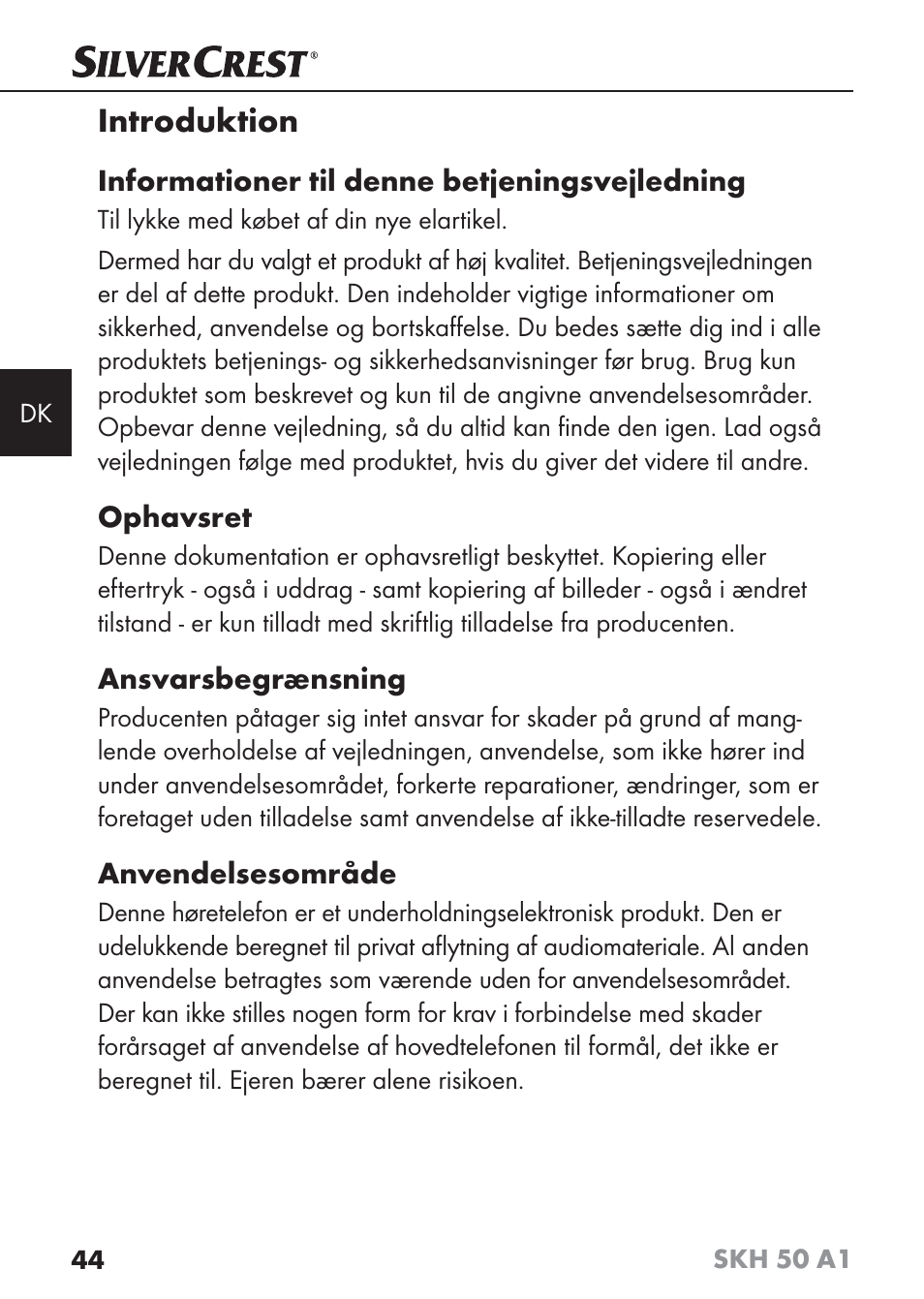 Introduktion | Silvercrest SKH 50 A1 User Manual | Page 47 / 101