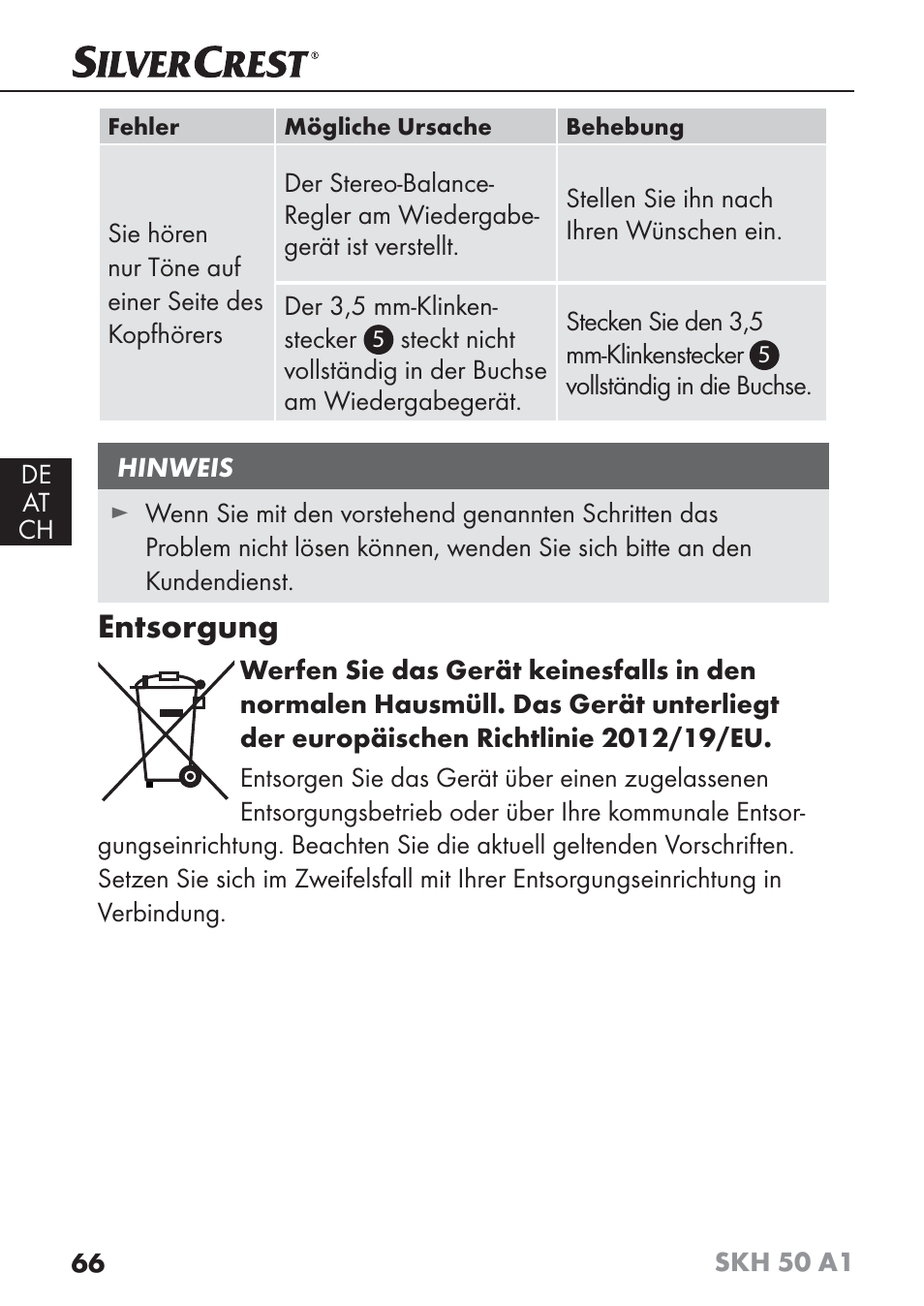 Entsorgung | Silvercrest SKH 50 A1 User Manual | Page 69 / 73