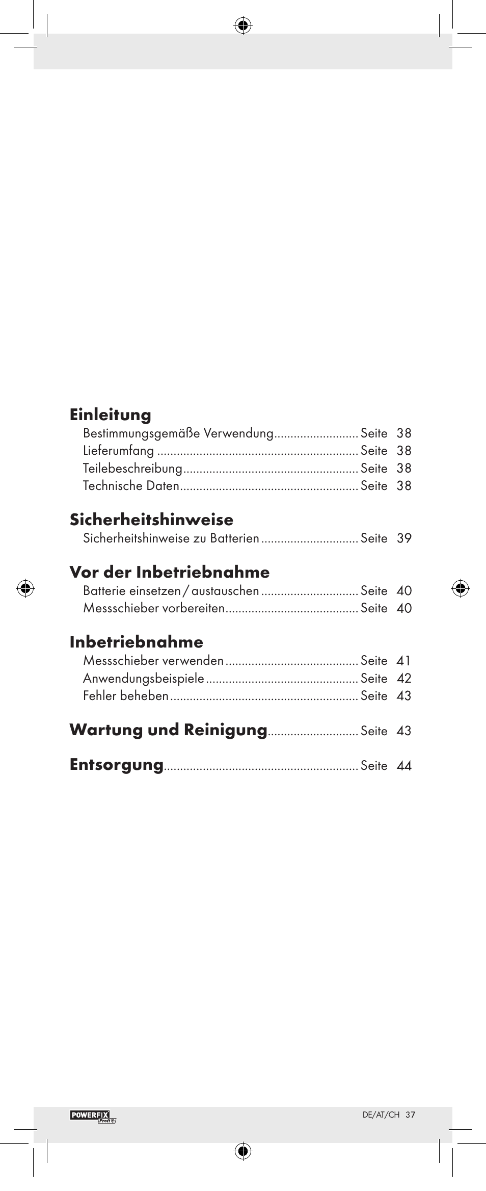 Einleitung, Sicherheitshinweise, Vor der inbetriebnahme | Inbetriebnahme, Wartung und reinigung, Entsorgung | Powerfix Z22855 User Manual | Page 39 / 46