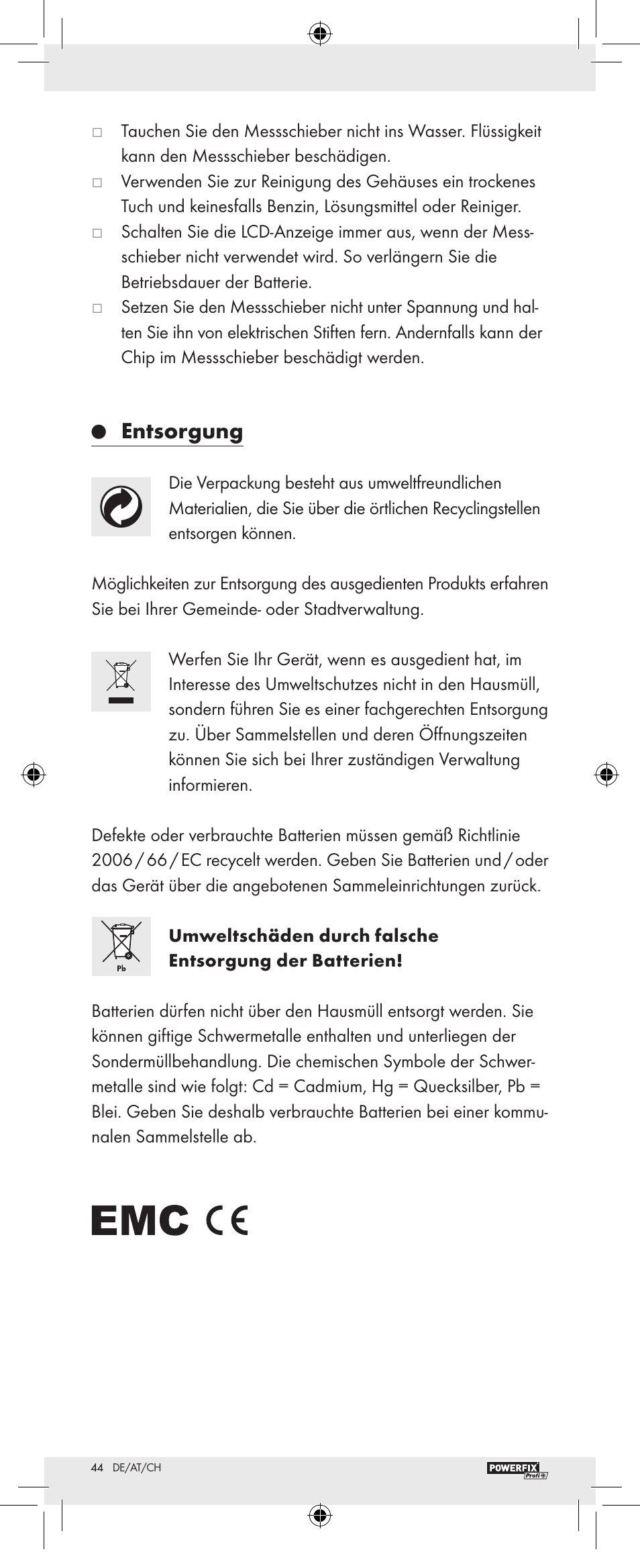 Entsorgung | Powerfix Z22855 User Manual | Page 46 / 46