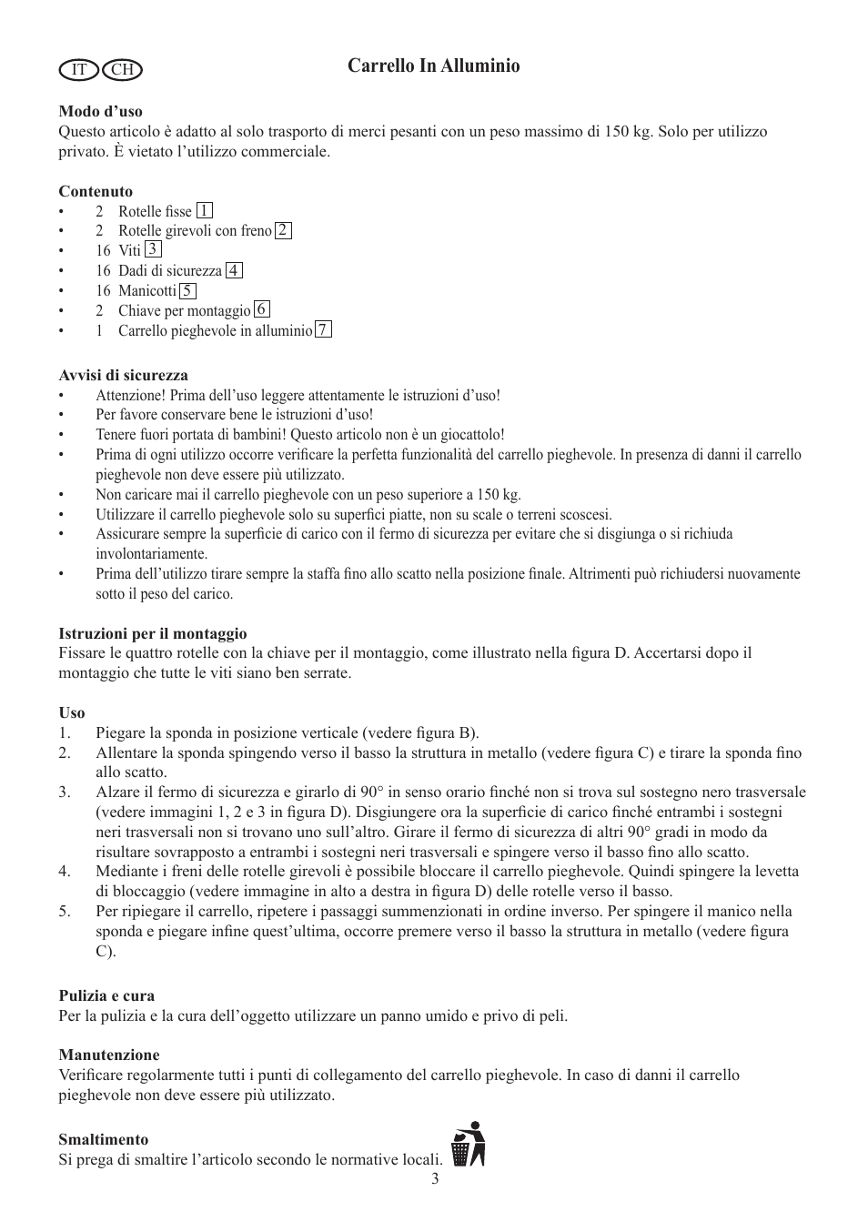 Carrello in alluminio | Powerfix Z31169 User Manual | Page 5 / 7