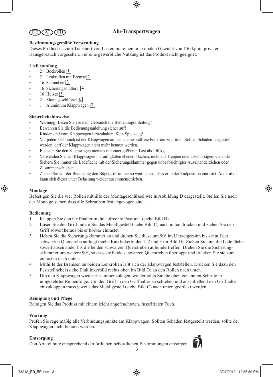 Alu-transportwagen | Powerfix Z31169 User Manual | Page 5 / 6