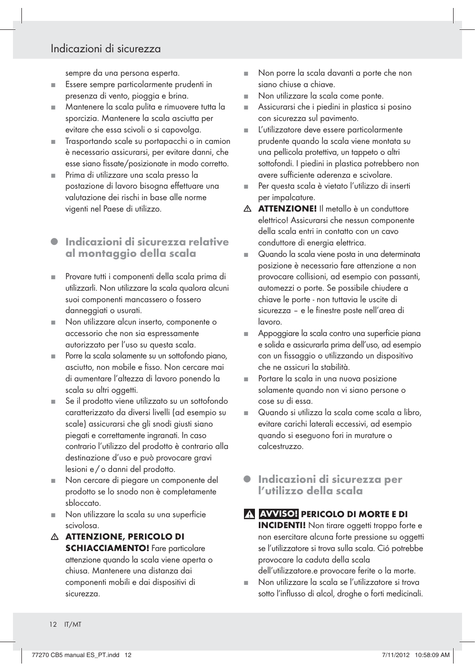 Indicazioni di sicurezza | Powerfix Z30473 User Manual | Page 12 / 37