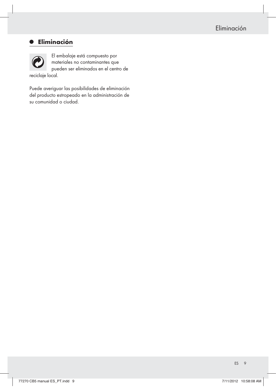 Eliminación | Powerfix Z30473 User Manual | Page 9 / 37
