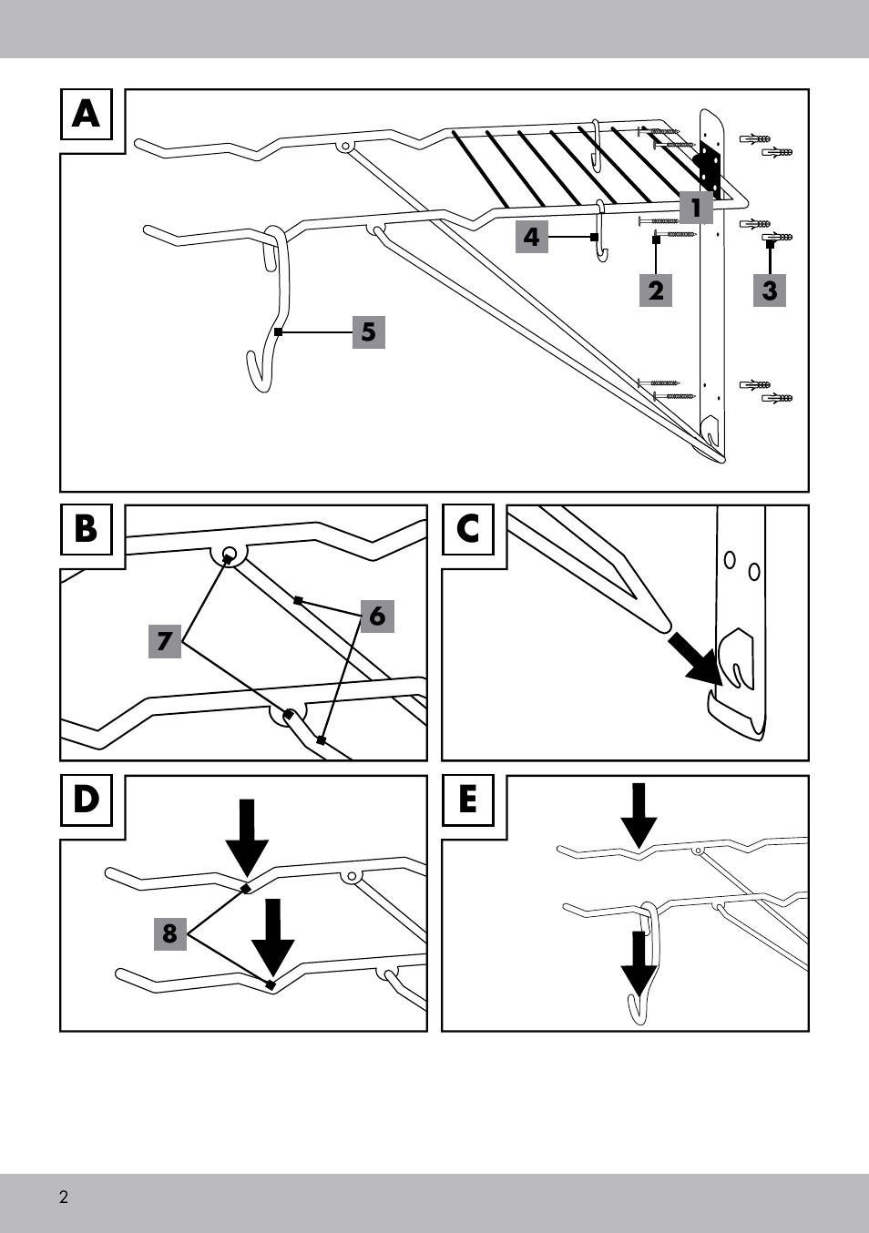 Ac e b d | Powerfix Bicycle Wall Bracket User Manual | Page 2 / 20