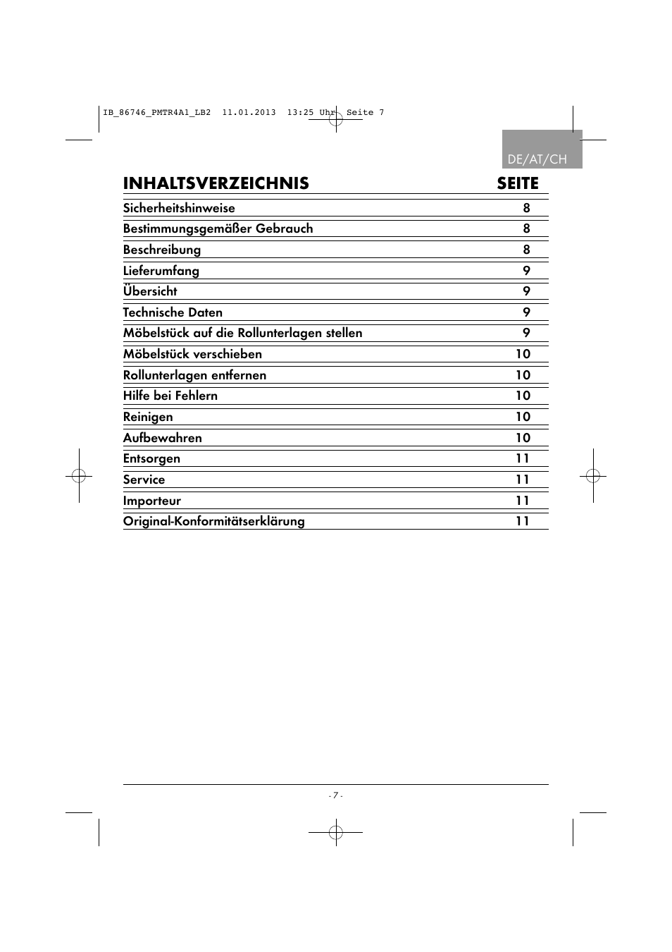 Inhaltsverzeichnis seite | Powerfix PMTR 4 A1 User Manual | Page 10 / 22