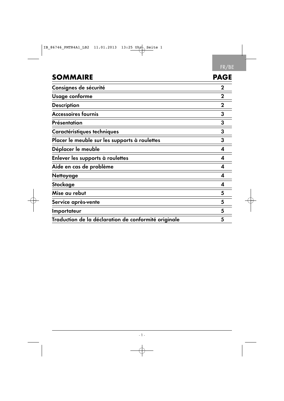 Sommaire page | Powerfix PMTR 4 A1 User Manual | Page 4 / 22
