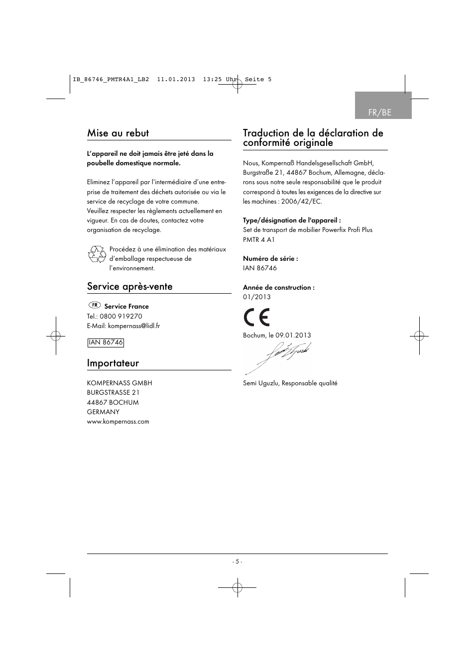 Mise au rebut, Service après-vente, Importateur | Fr/be | Powerfix PMTR 4 A1 User Manual | Page 8 / 22