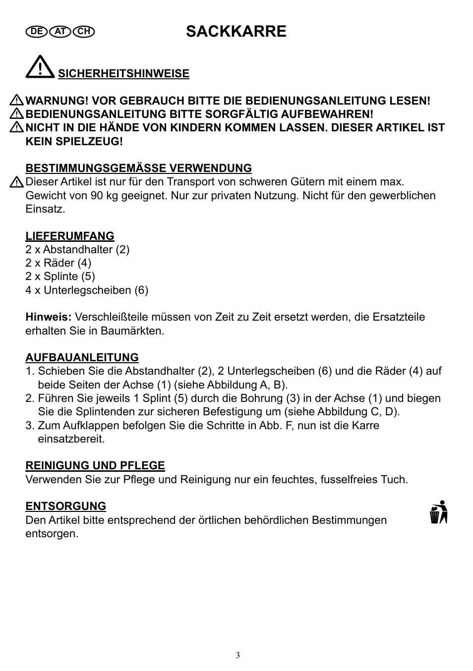 Sackkarre | Powerfix Z31229 User Manual | Page 4 / 6