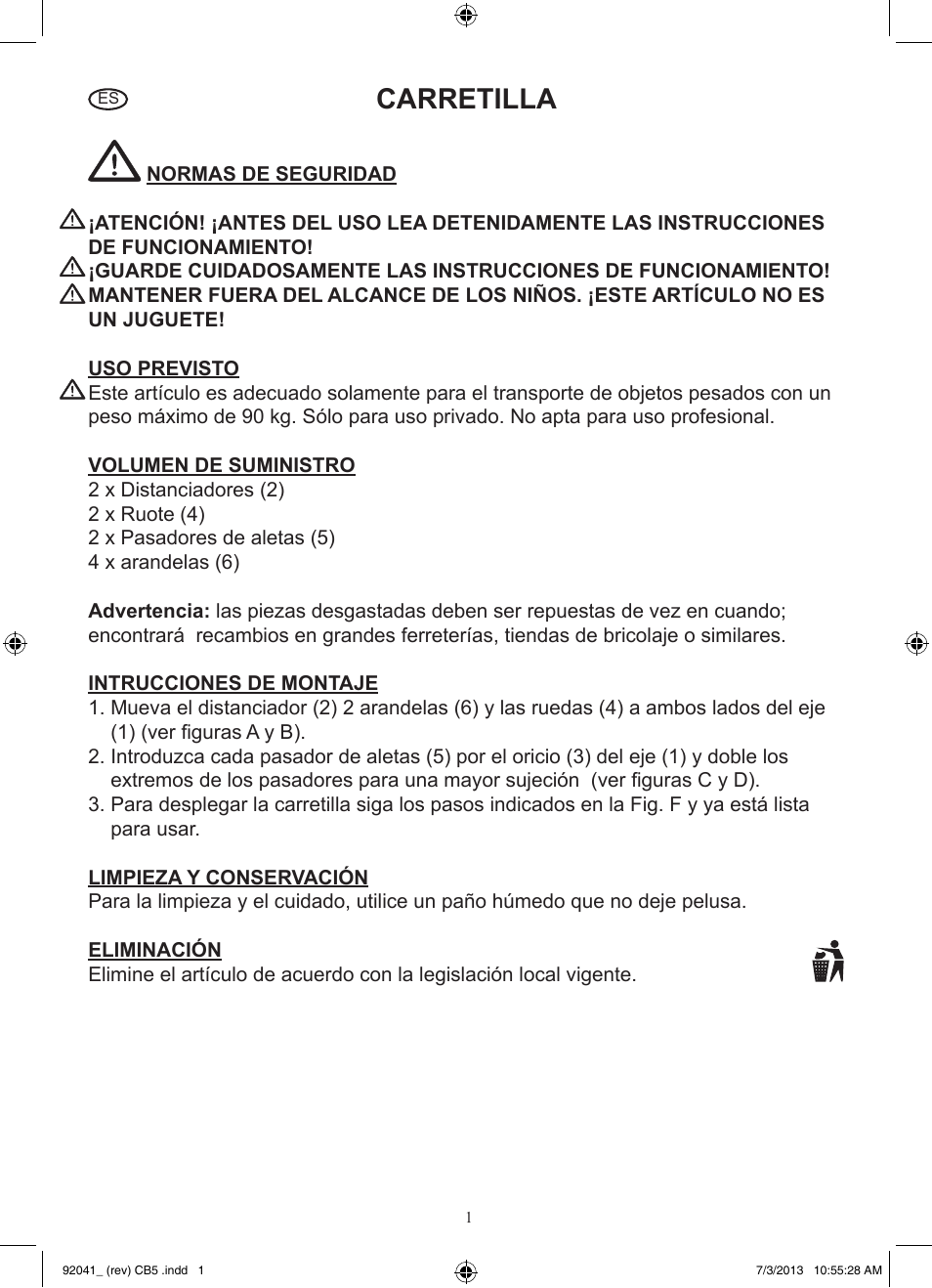 Carretilla | Powerfix Z31229 User Manual | Page 2 / 8