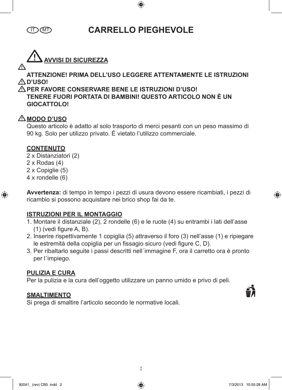 Carrello pieghevole | Powerfix Z31229 User Manual | Page 3 / 8