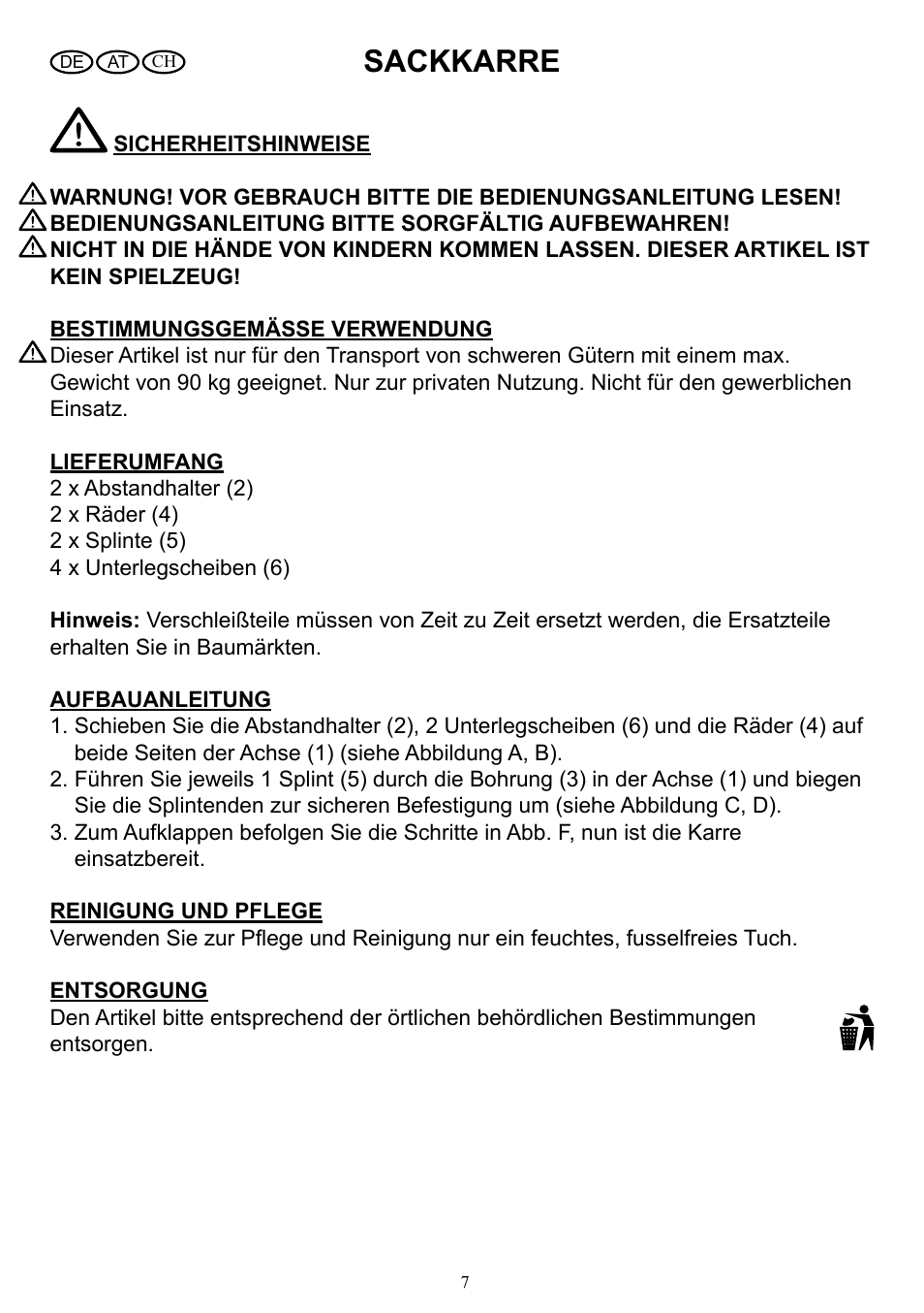 Sackkarre | Powerfix Z31229 User Manual | Page 8 / 10