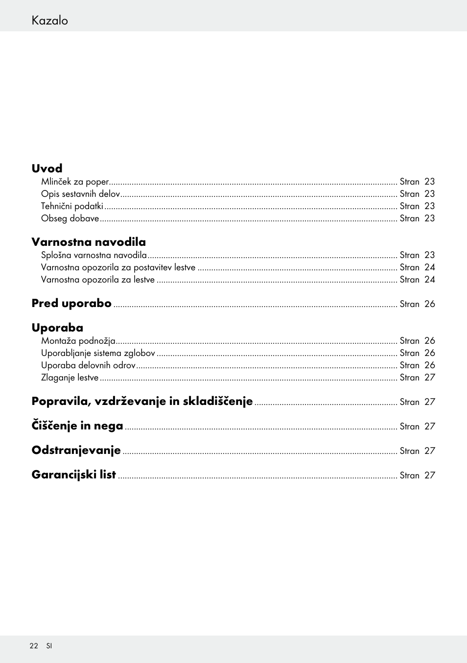Kazalo | Powerfix Z30473 User Manual | Page 22 / 48