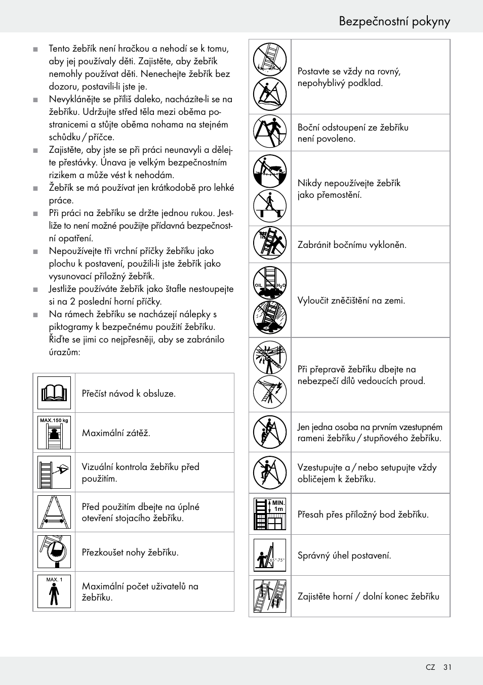 Bezpečnostní pokyny | Powerfix Z30473 User Manual | Page 31 / 48