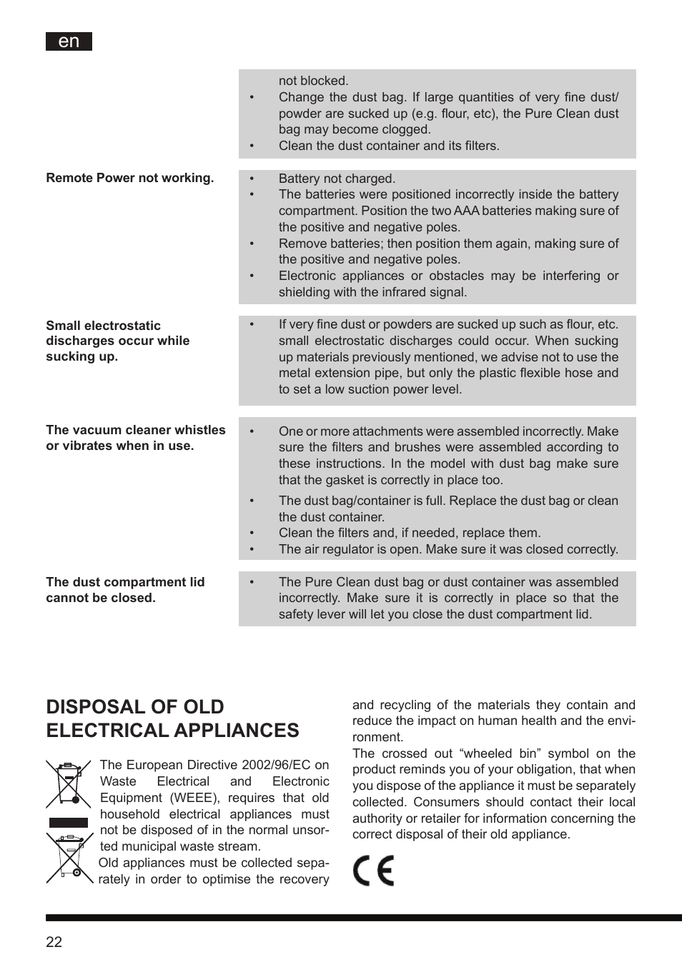 Disposal of old electrical appliances | Hotpoint Ariston SL D16 APR User Manual | Page 23 / 86