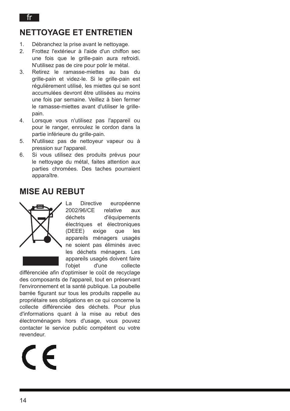 Fr nettoyage et entretien, Mise au rebut | Hotpoint Ariston TT 12E AR0 User Manual | Page 18 / 38