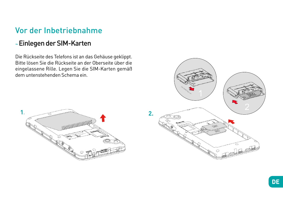 Vor der inbetriebnahme, Einlegen der sim-karten | Wiko Sunny User Manual | Page 120 / 292