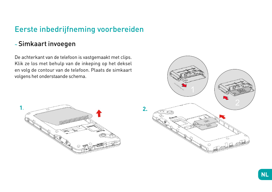 Eerste inbedrijfneming voorbereiden, Simkaart invoegen | Wiko Sunny User Manual | Page 142 / 292