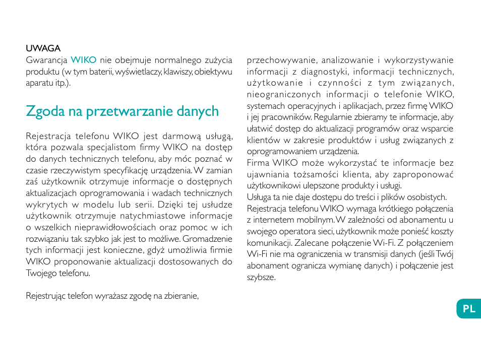 Zgoda na przetwarzanie danych | Wiko Sunny User Manual | Page 197 / 292